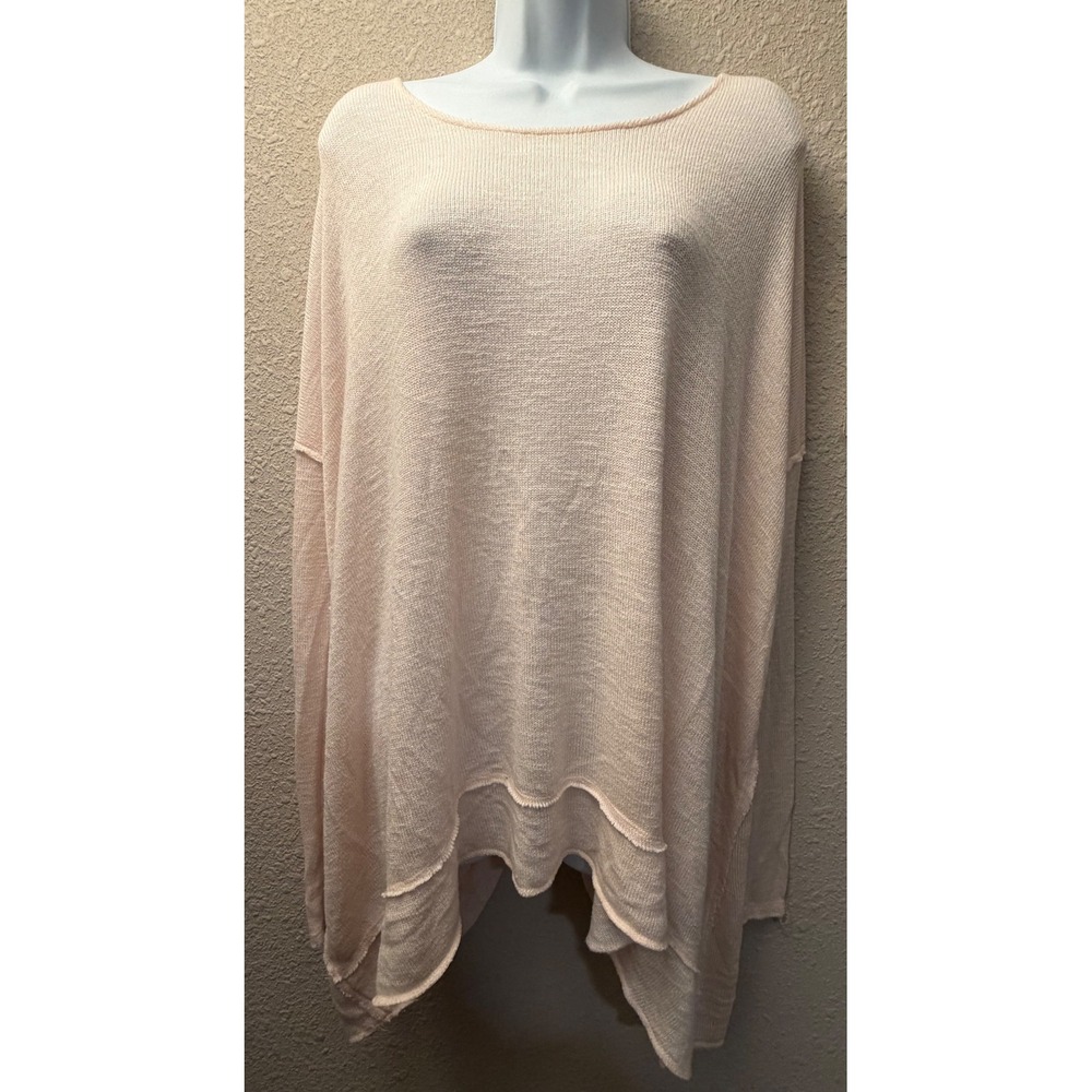 We The Free Free People Pink Open Back Twist Knit Sweater Large Balletcore Boho